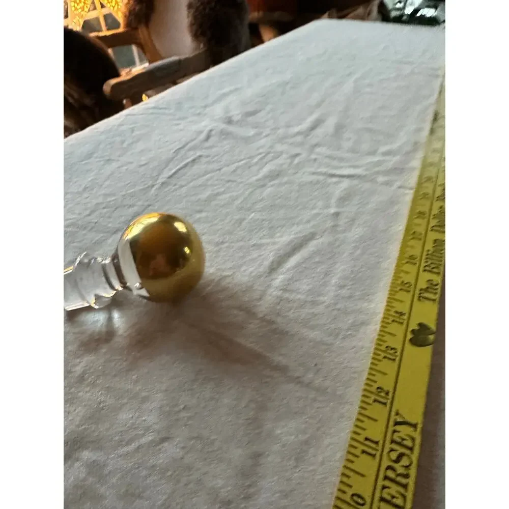 Vintage Ball Art Glass Decanter Stopper gold plated Mid-Century Modern
